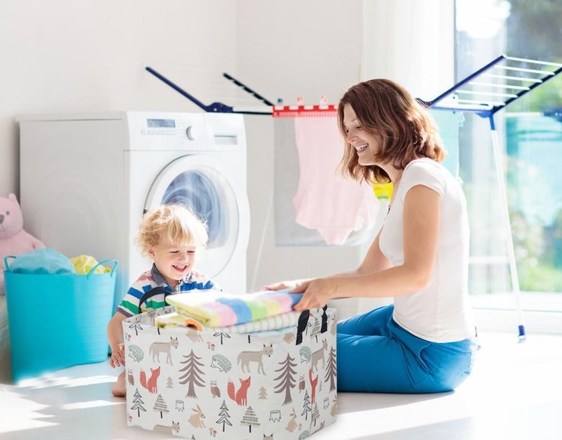 ESSME Rectangular Kids Basket,Animal Storage Basket with Handles for Room Decor, Ocean Storage Bin（Grey animal） - Image 3